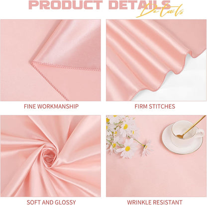 6 Pack Rose Gold round Tablecloth, 120 Inch Rose Gold Satin Fabric Tablecloth fo