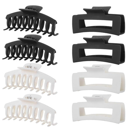 8 Pack White and Black Hair Clips for Women 4.3 Inch Large Hair Claw Clips for W