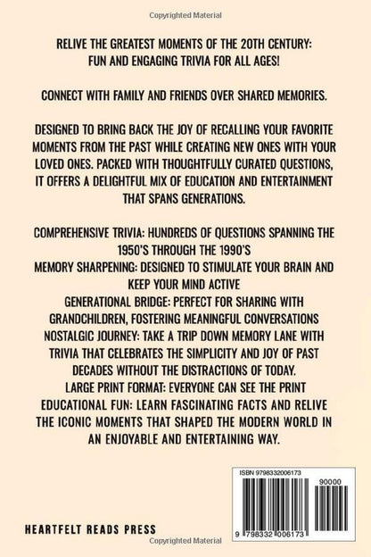 Trivia for Seniors: Large Print, Easy to Read, Step Back in Time to the 50S, 60S