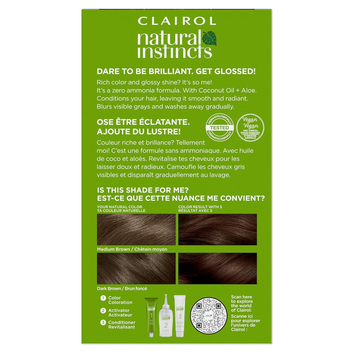Natural Instincts Demi-Permanent Hair Dye, 5 Medium Brown Hair Color, Pack of 3