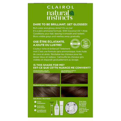 Natural Instincts Demi-Permanent Hair Dye, 5 Medium Brown Hair Color, Pack of 3