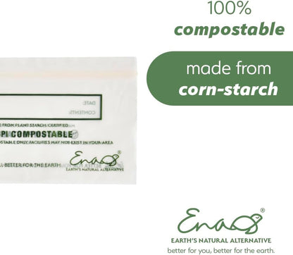 100% Compostable Food Storage Bags [Snack 300 Pack] Eco-Friendly Freezer Bags, R