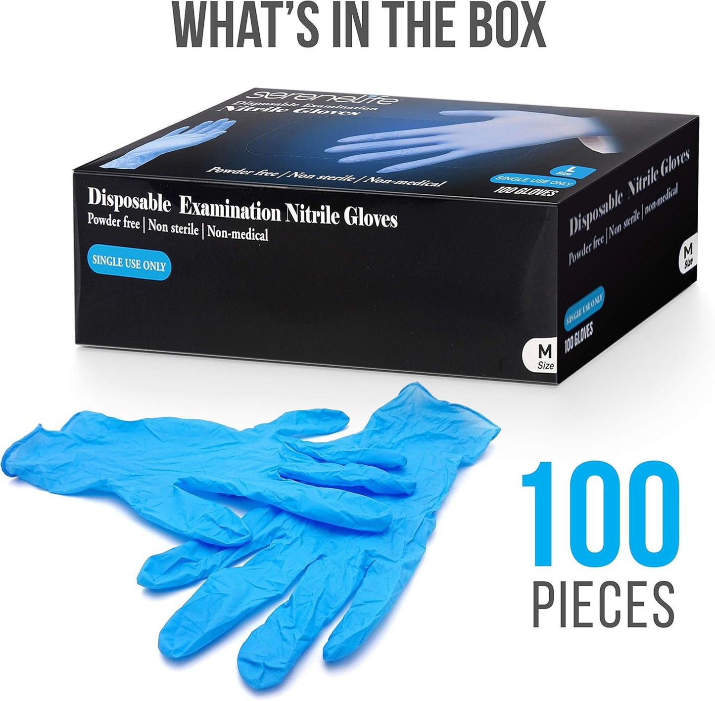 Nitrile Disposable Latex & Powder Free Medium Gloves - Great for Kitchens, Food