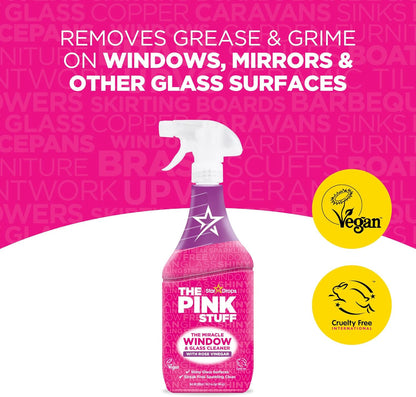 The Pink Stuff Miracle Window Cleaner Spray, 30 Fl Oz – Now 20% More! Streak-Fre