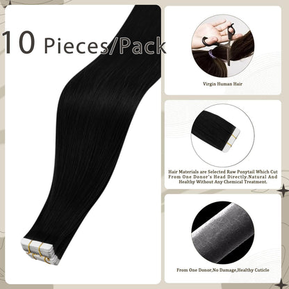 18Inch Black Virgin Tape in Hair Extensions Remy Tape in Human Hair Extensions C