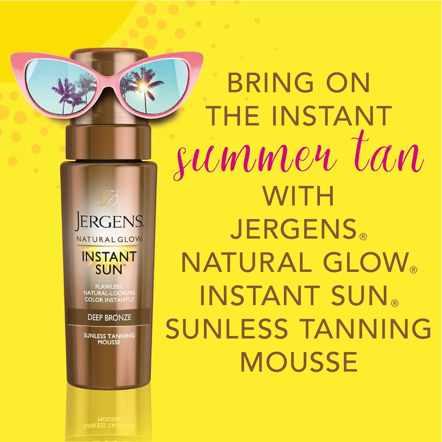 Natural Glow Instant Sun Body Mousse, Self Tanner for Deep Bronze Tan, Sunless T