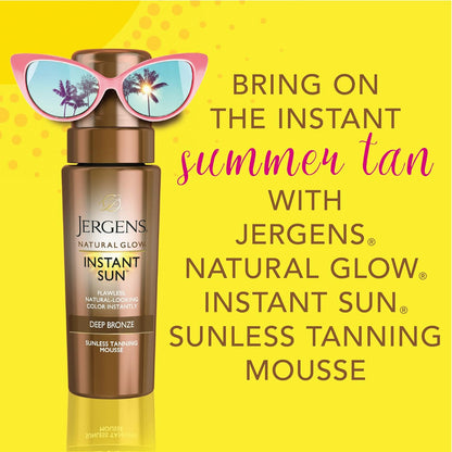 Natural Glow Instant Sun Body Mousse, Self Tanner for Deep Bronze Tan, Sunless T