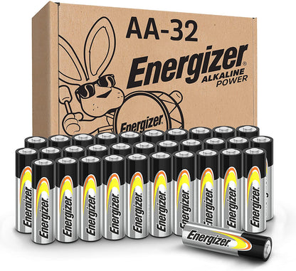 AA Batteries Alkaline Power, 32 Count Alkaline Double a Battery Pack