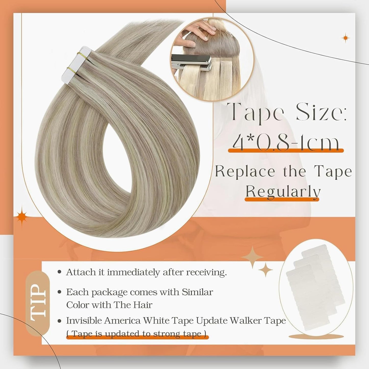 Tape in Hair Extensions Seamless Human Hair Invisible Tape in Human Hair Extensi