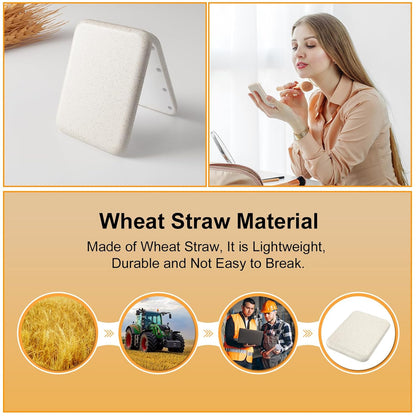 Wheat Straw Compact Mirror, 1X/3X Magnification, Lighted, Folding, Portable, Eco