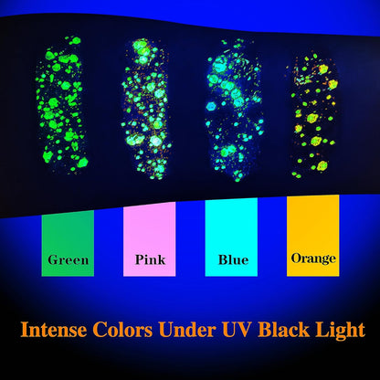 Neon Green Body Glitter Gel,Uv Blacklight Chunky Face Glitter Gel,Glow in the Da