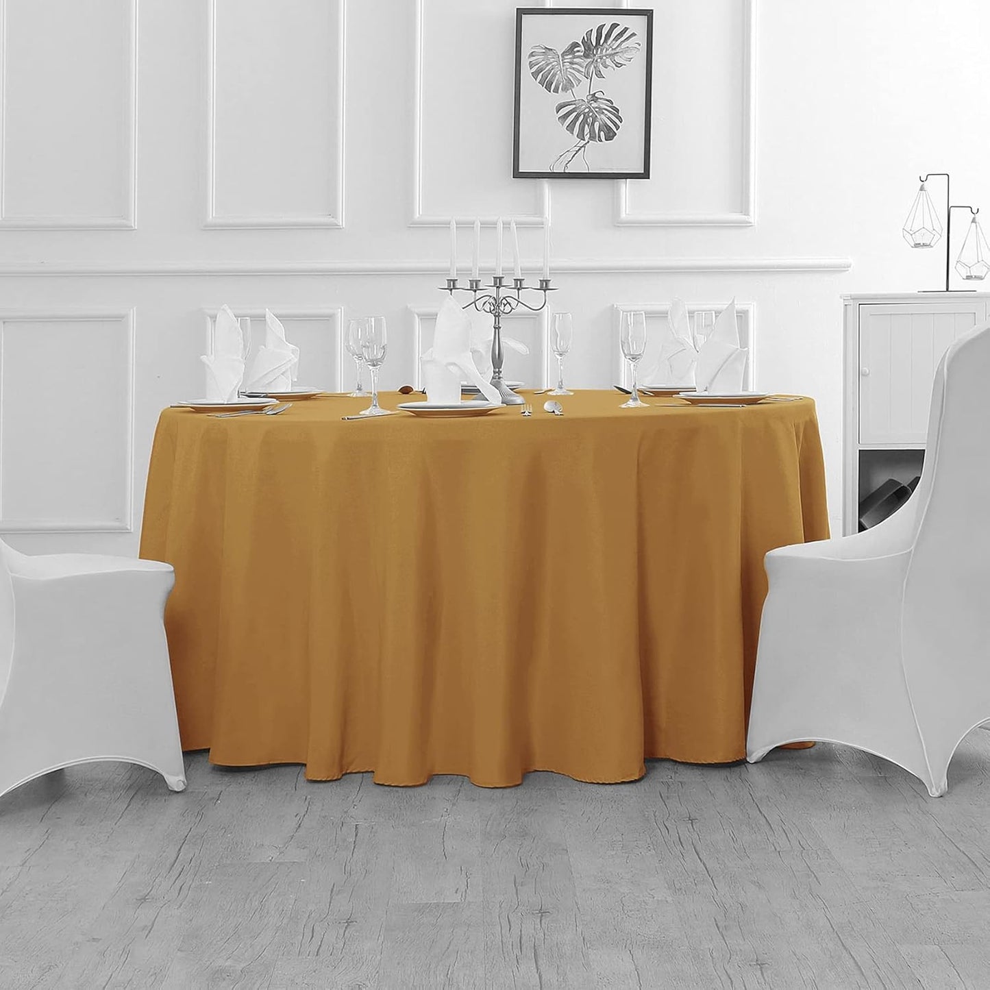 2 Pack Waterproof round Tablecloth, 120 Inch, Stain Resistant and Wrinkle Polyes