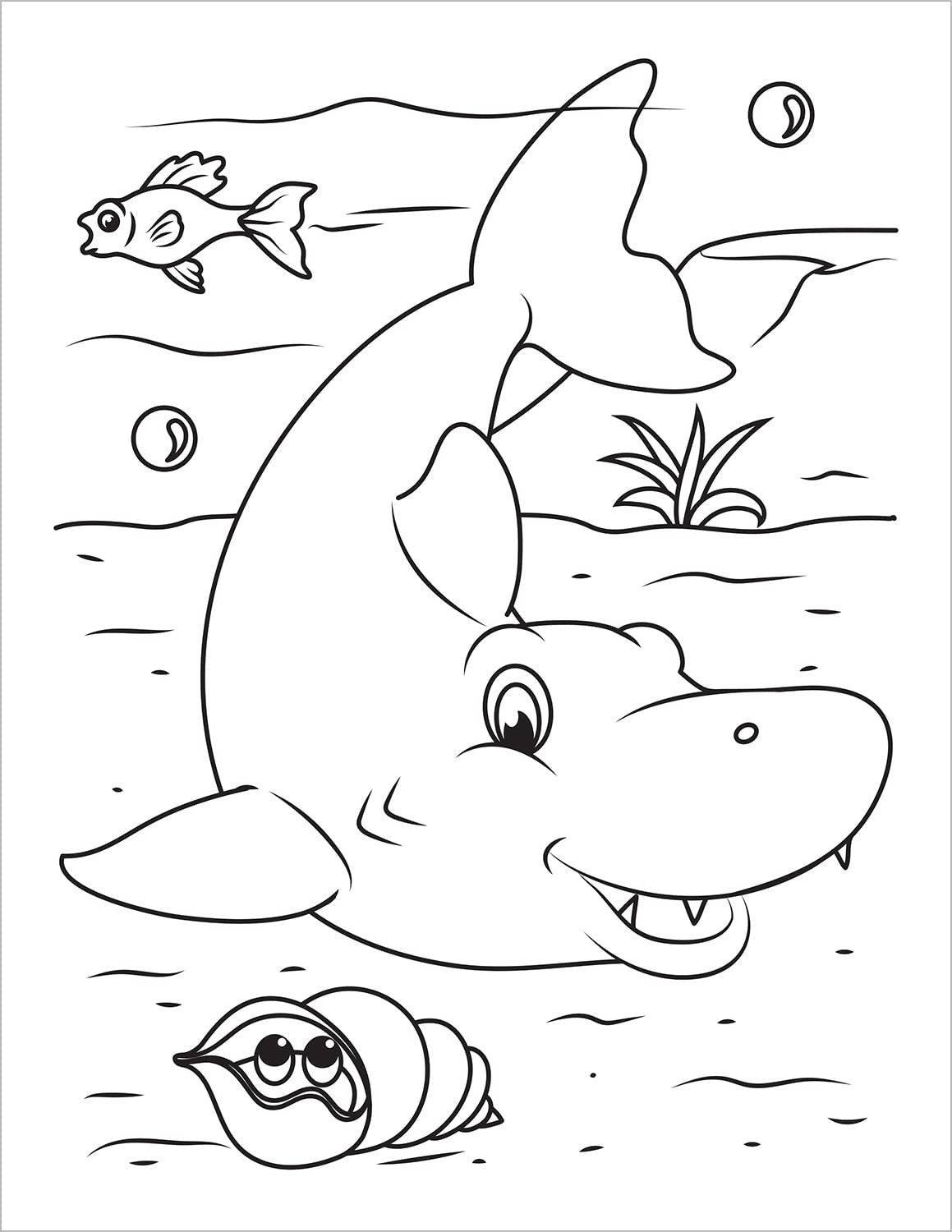 Ocean Coloring Book: Fish & Underwater Sea Animals to Color for Kids Ages 4-8 (C