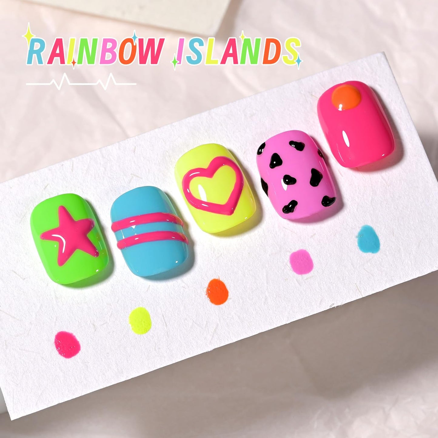 Neon Gel Nail Polish Set, 6 Bright Colors Orange Hot Pink Glow in Dark, Soak off