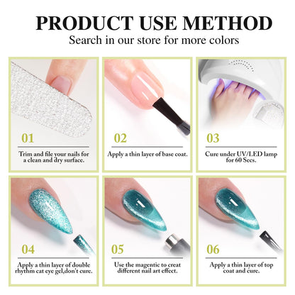15ML Cat Eye Gel Polish with Magnet Glitter Shimmer Translucent Jelly Color 0.5