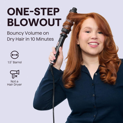 Thermal Brush, 1 1/2 Inch Heated round Brush with Detachable Head, Velvet Pouch