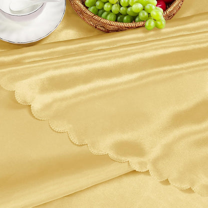 1 Pack 84 Inch / 7Ft round Tablecloth Satin Table Cover, Gold Table Cloth Overla