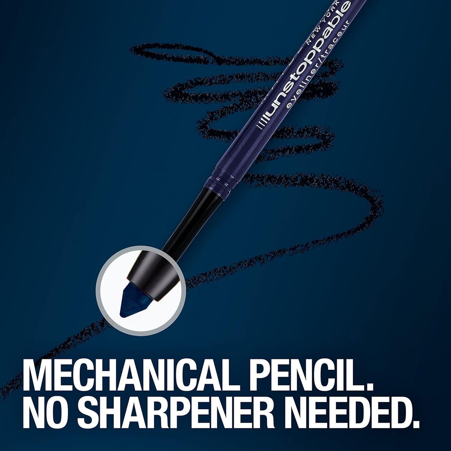 Unstoppable Waterproof Mechanical Grey Eyeliner Pencil, Easy to Apply, Smooth Gl