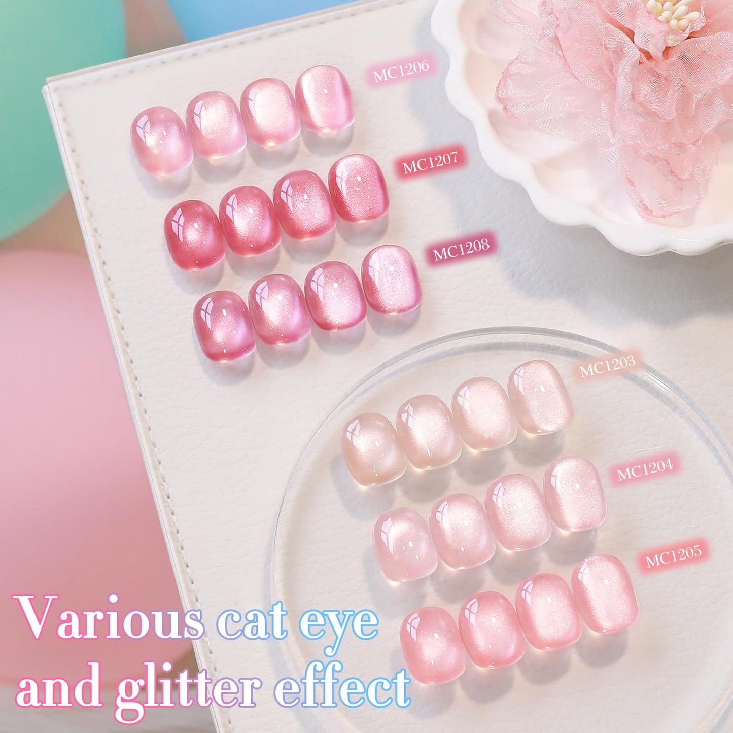 0.5 OZ Cat Eye Gel Polish with Magnet 15ML Holographic Glitter Shimmer Transluce