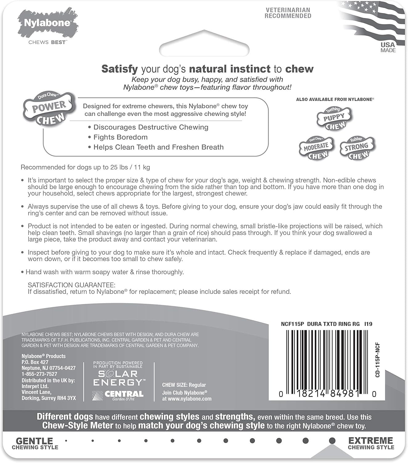 Textured Ring Power Chew Toy for Small Dogs, Durable Dog Toys for Aggressive Che