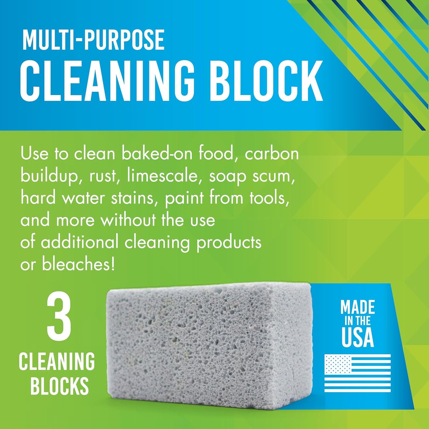 Multi-Purpose Cleaning Block, for Kitchens, Bathrooms, Tools, and More, Made in