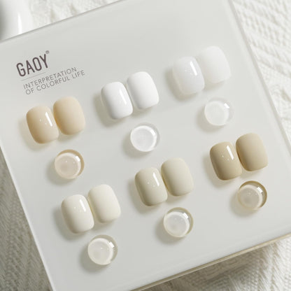 White Gel Nail Polish Set, 6 Colors Jelly Milky White Soak off UV Light Cure Gel