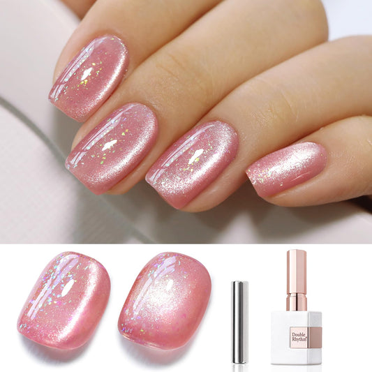 0.5 OZ Cat Eye Gel Polish with Magnet 15ML Holographic Glitter Shimmer Transluce