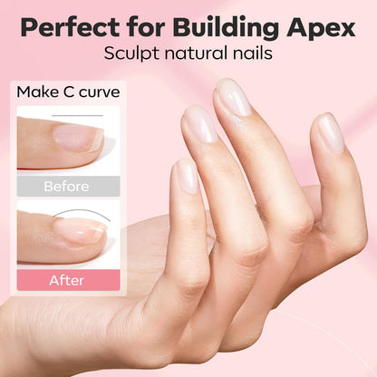 Nail Dehydrator and Primer with Builder Nail Gel, 3Pcs Cover Nude Pink LED Gel B