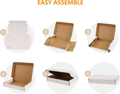 50 Pack 7X5X2 Small Shipping Boxes, White Corrugated Cardboard Packaging Box for