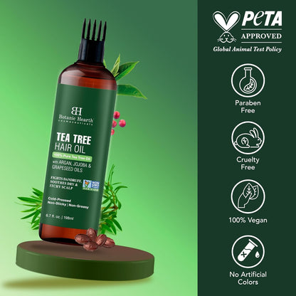 Tea Tree Oil for Hair (6.7 Fl Oz) | with Jojoba & Grapeseed Oils | Soothes Itchy