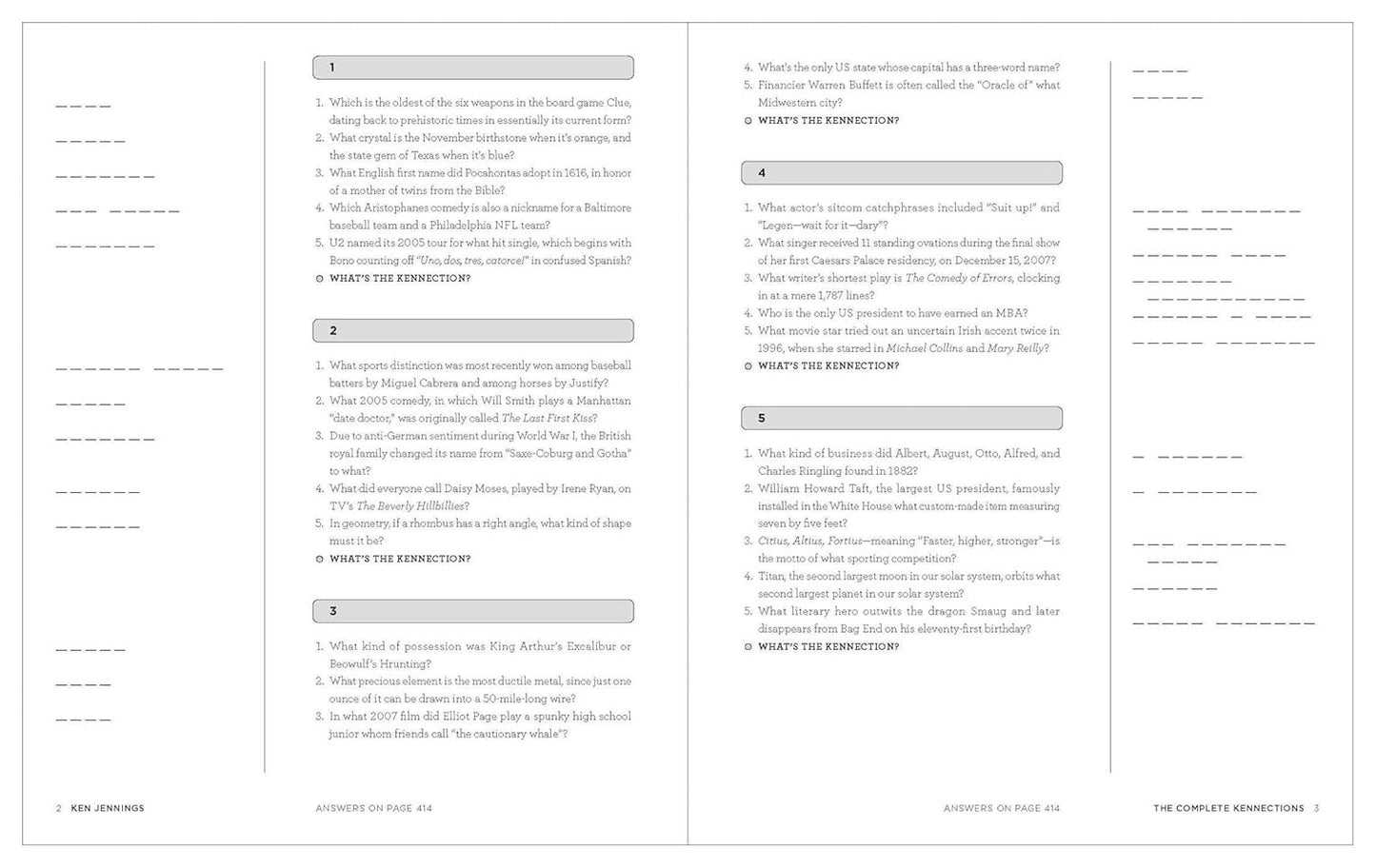 The Complete Kennections: 5,000 Questions in 1,000 Puzzles