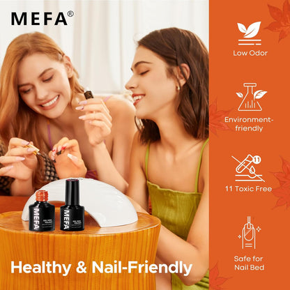 6 Colors Fall Gel Nail Polish Set, Shades Orange Red Brown Glitter Yellow Soak o