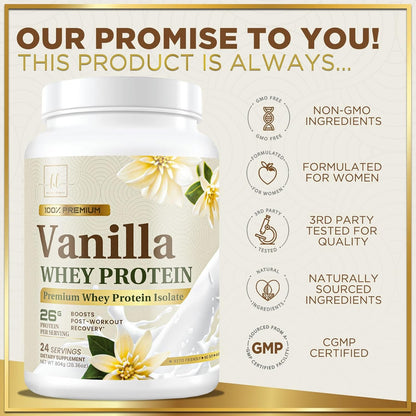 100% Whey Protein Powder, Creamy Vanilla Whey Isolate 26G Protein & Bcaas - Supp
