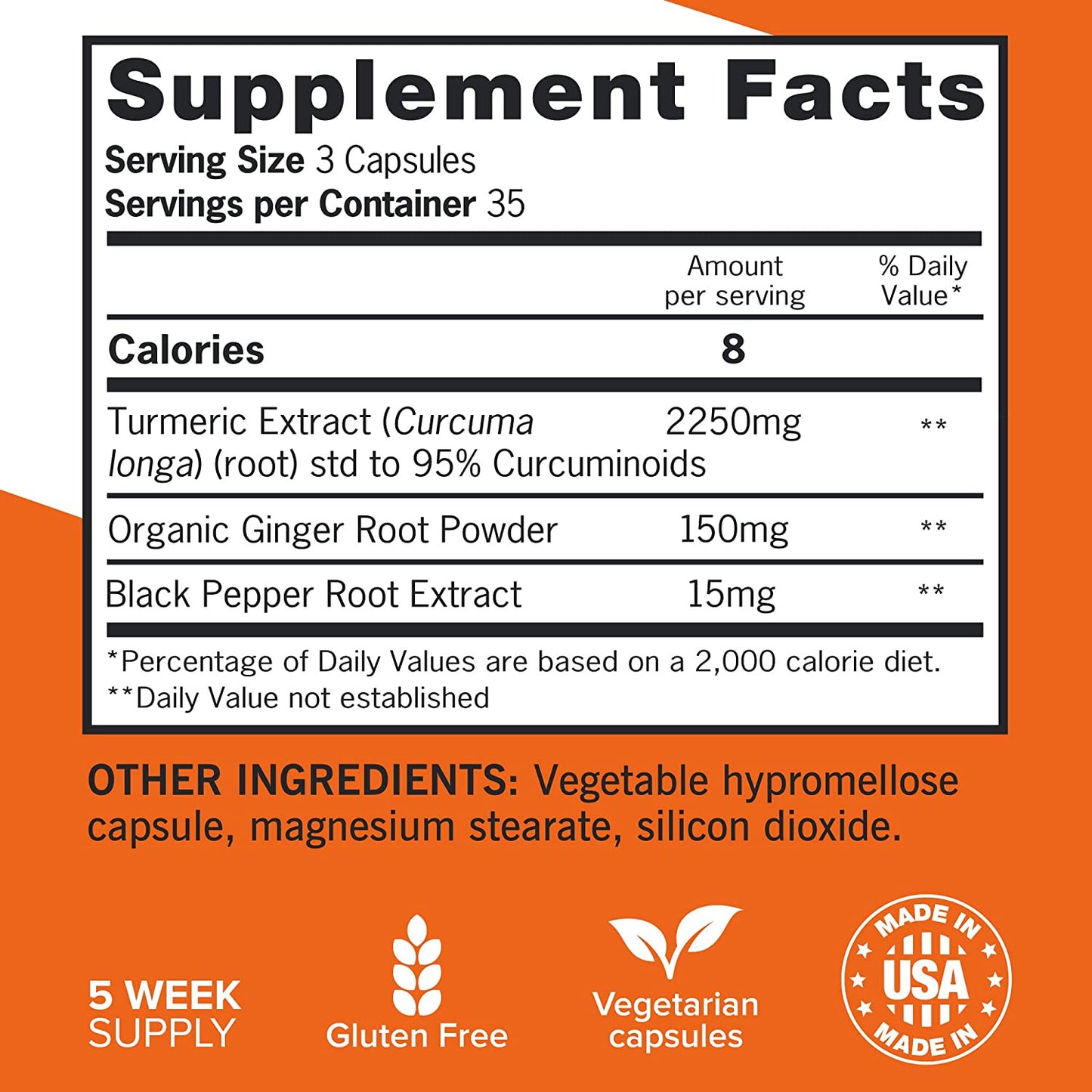 Turmeric Curcumin with Black Pepper & Ginger, 2400Mg Turmeric Extract with 95% C