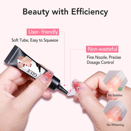 Newly Upgraded Quick Drying 10G Semi Solid Nail Glue with 10Ml Remover for Press