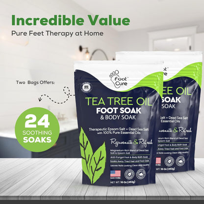 Tea Tree Oil Foot Soak with Epsom Salt - Best Toenail Fungus Treatment, Athletes