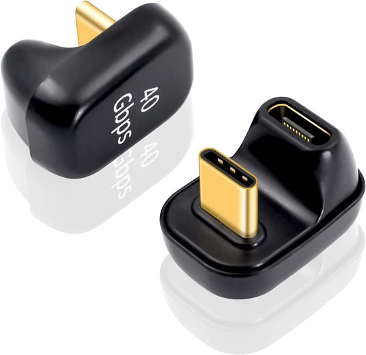 180 Degree USB C Adapter 40Gbps, 100W, 8K@60Hz, USB C Female to Male Extender Ad