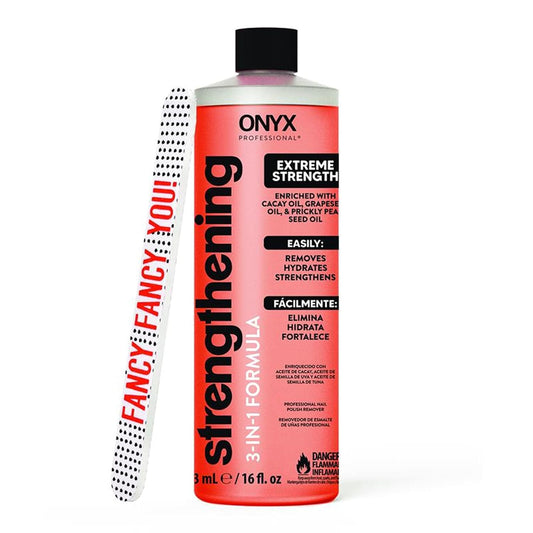 3-In-1 Strengthening Nail Polish Remover with 7 Inch Nail File, 16 Fl Oz - Remov