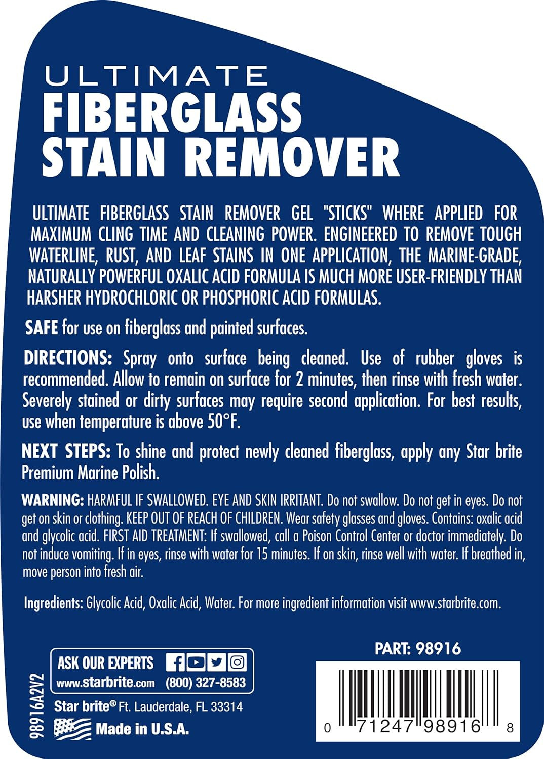 Ultimate Fiberglass Stain Remover - Easy-To-Use Marine Grade Solution to Elimina