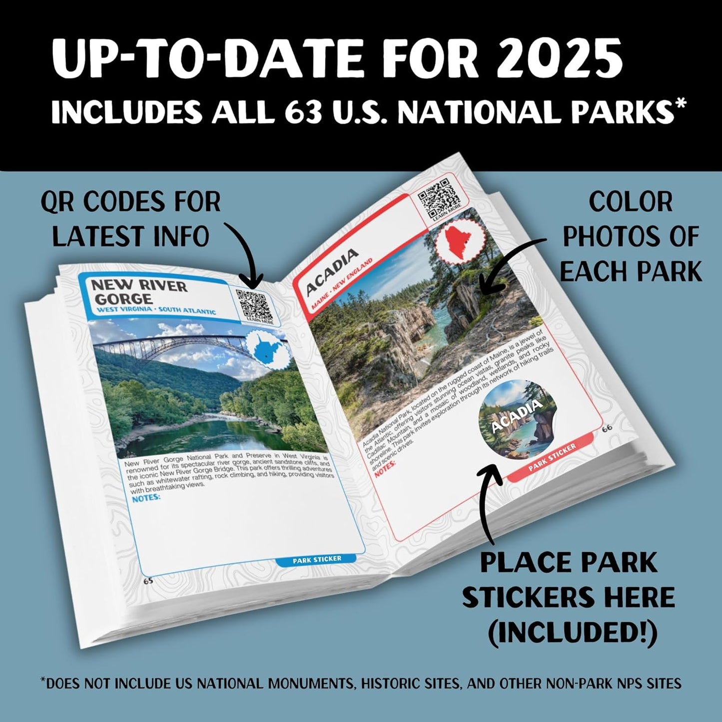 National Parks Stamp Book with Sticker Set: Passport-Sized National Park Book wi