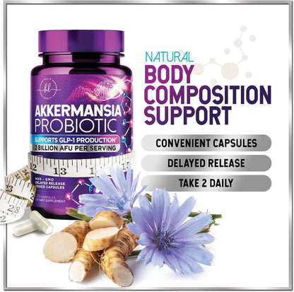 Akkermansia Probiotic with Prebiotic Fiber - Supports GLP-1 Production - 2 Billi