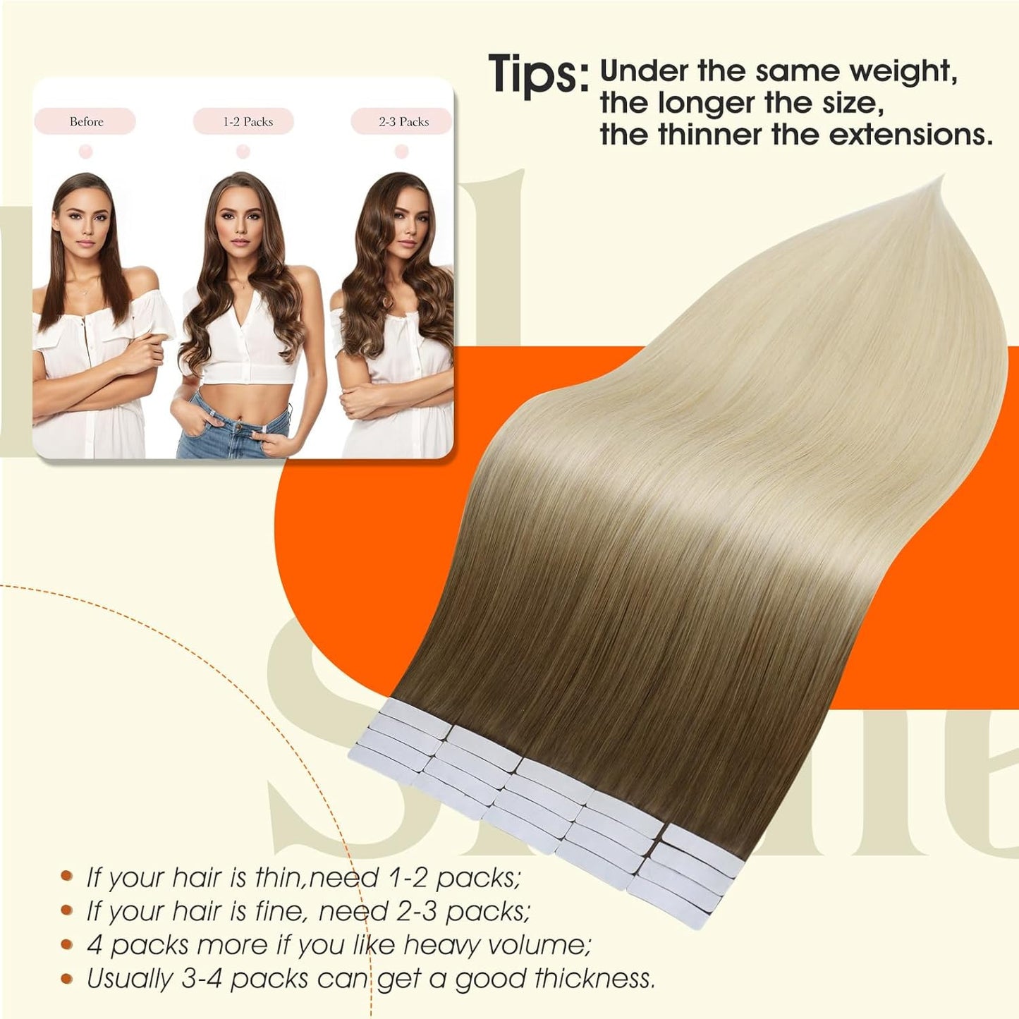 Tape in Hair Extensions Human Hair Brown to Platinum Blonde Tape in Extensions H