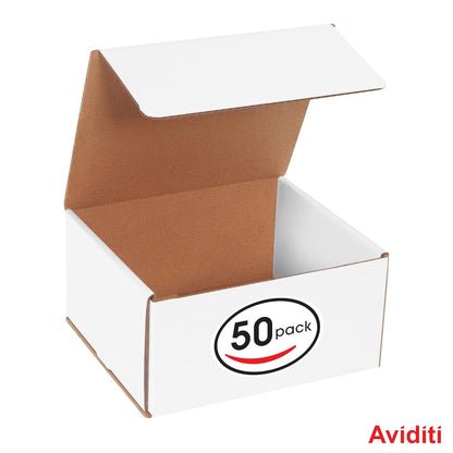 White Corrugated Cardboard Mailing Boxes, 8" X 7" X 4", Pack of 50, Crush-Proof,