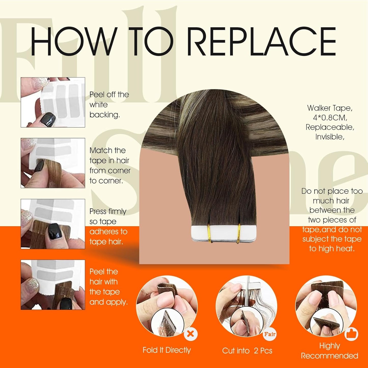 Tape in Hair Extensions Color 2/60/2 Brown and Blonde Tape in Extensions 12Inch