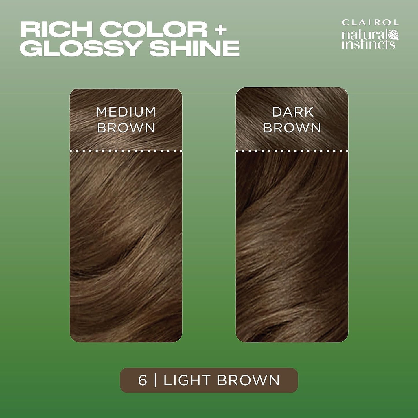 Natural Instincts Demi-Permanent Hair Dye, 6 Light Brown Hair Color, Pack of 3