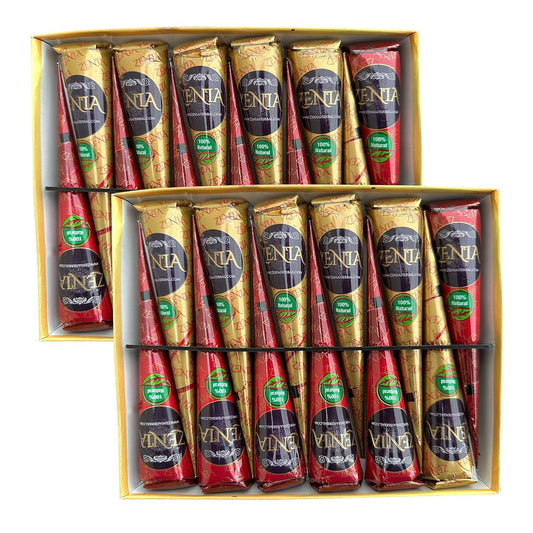 (Pack of 24) 100% Natural Henna Hair Color Paste Hair Dye Cones Dark Reddish-Bro