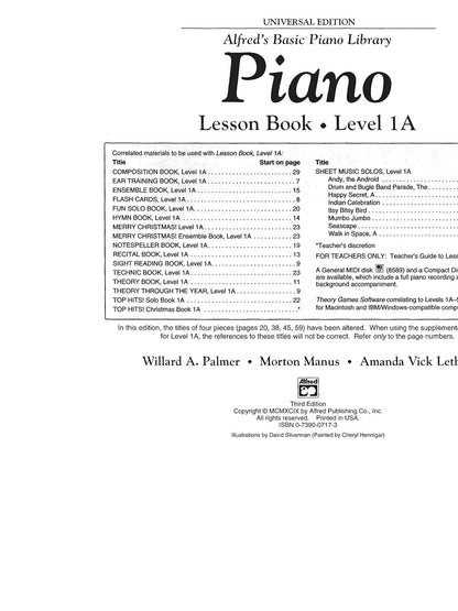 Alfred'S Basic Piano Course Lesson Book Level 1A (Alfred'S Basic Piano Library)