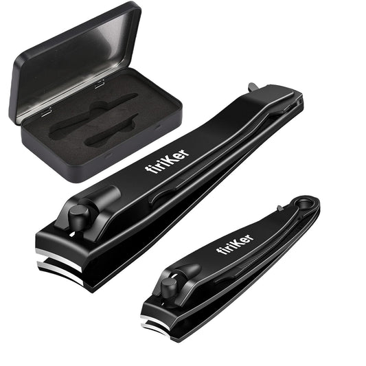 Nail Clippers Set, Heavy Duty Black Matte Stainless Steel Nail Clipper with Nail