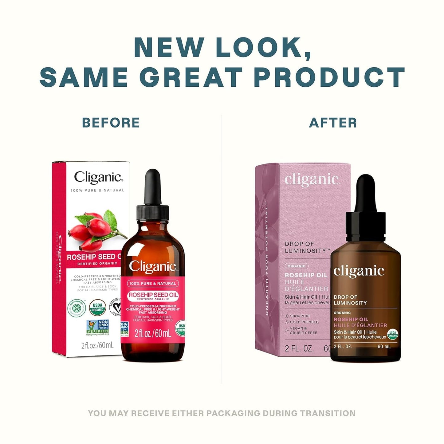 Organic Rosehip Seed Oil for Face, 100% Pure | Natural Cold Pressed Unrefined No