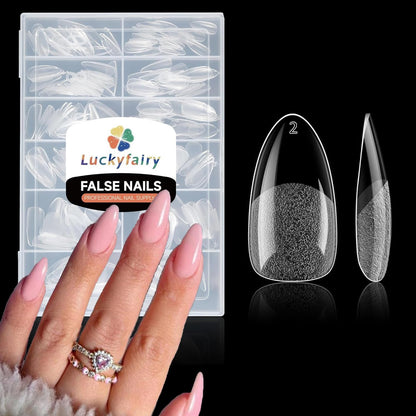 Almond Nail Tips: 240Pcs Pointed Almond Soft Gel Nail Tips, Pre-Shape Short Nail